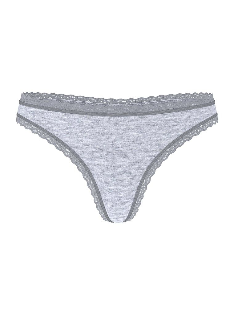 Bavlněná tanga s krajkou na krajkách v pase. Produkt je šedý a pochází z kolekce Lacie.