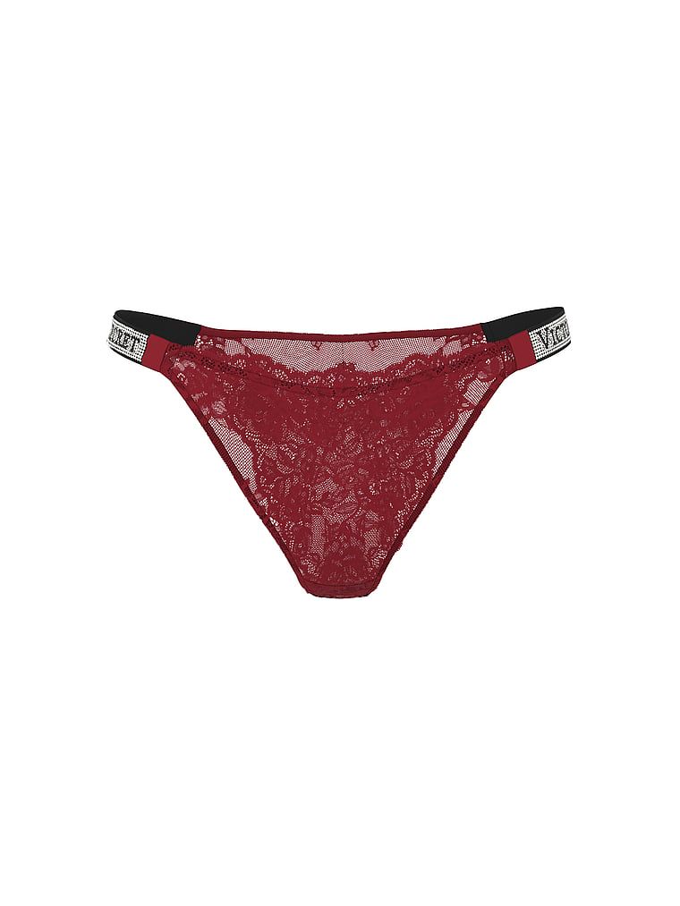 Brazilské krajkové kalhotky Shine Strap s lesklými ramínky. Produkt je červený a pochází z kolekce Very Sexy.