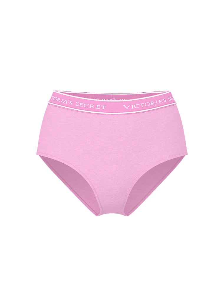 Bavlněné kalhotky s logem značky s vysokým pasem. Produkt má fialovou barvu a pochází z kolekce Cotton.