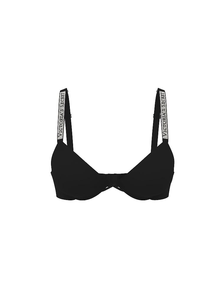 Mírně vycpaná podprsenka s lesklými ramínky Shine Strap Demi. Produkt je černý a pochází z kolekce Very Sexy.
