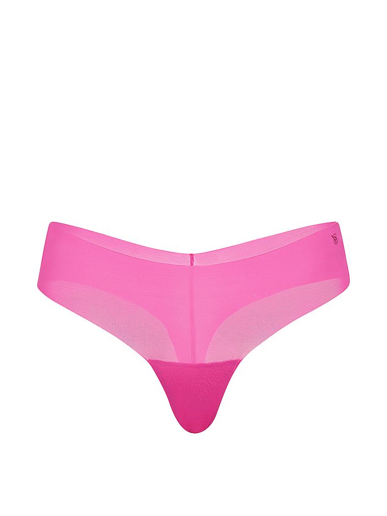 Tanga s síťovanou tkaninou No-Show (Tanga bez viditelnosti). Produkt je růžové barvy a pochází z kolekce No-Show.