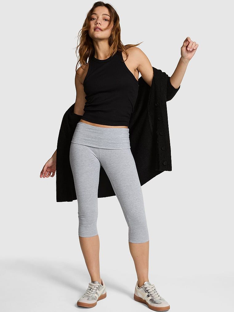 Capri legíny All-Day Cotton s přehnutým pasem