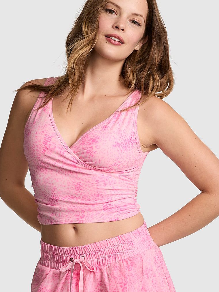 Zavinovací sportovní top PINK Relay s řasením