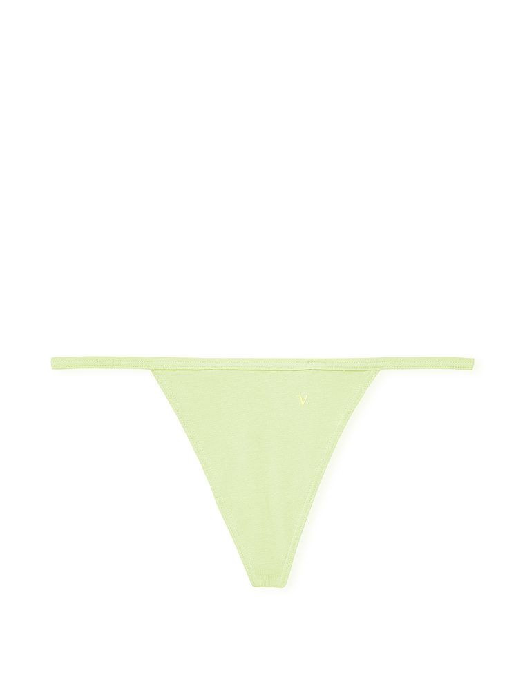 Elastická bavlněná tanga. Produkt je žlutý a pochází z kolekce Victoria's Secret.