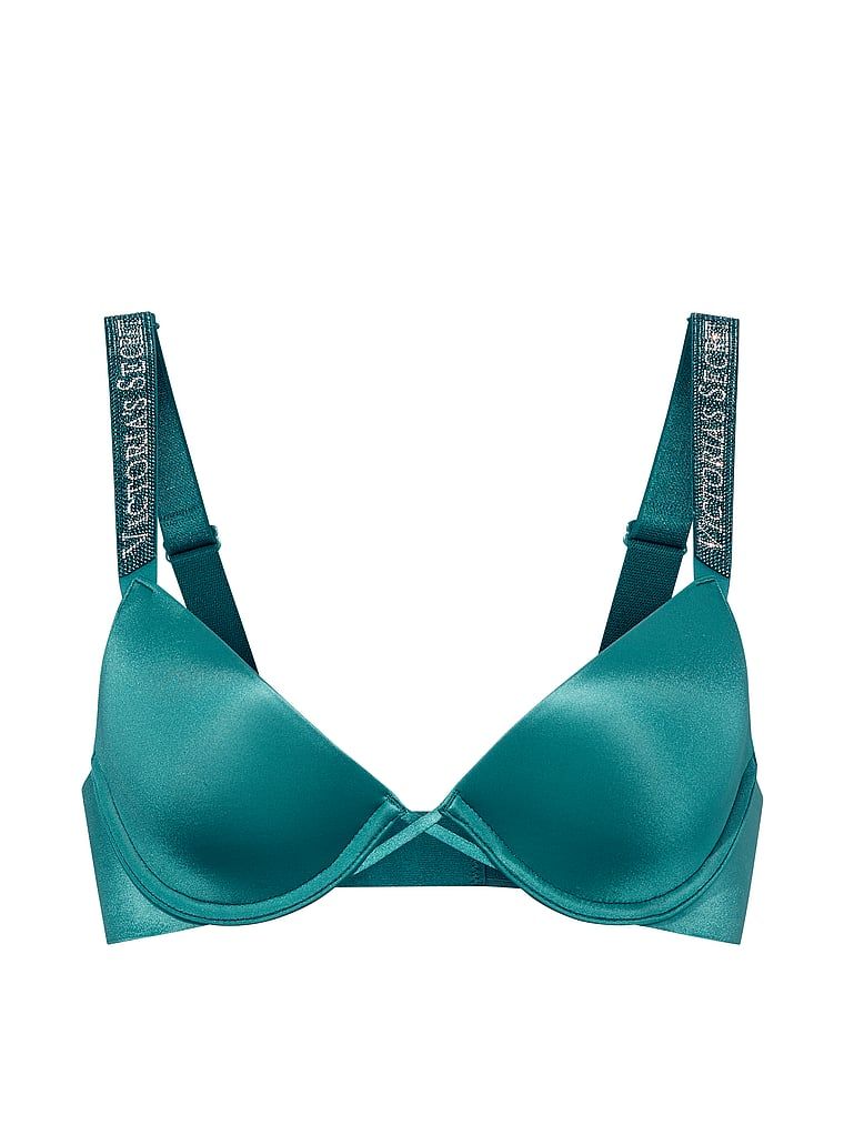 Mírně vycpaná podprsenka s lesklými ramínky Shine Strap Demi. Produkt je modré barvy a pochází z kolekce Very Sexy.