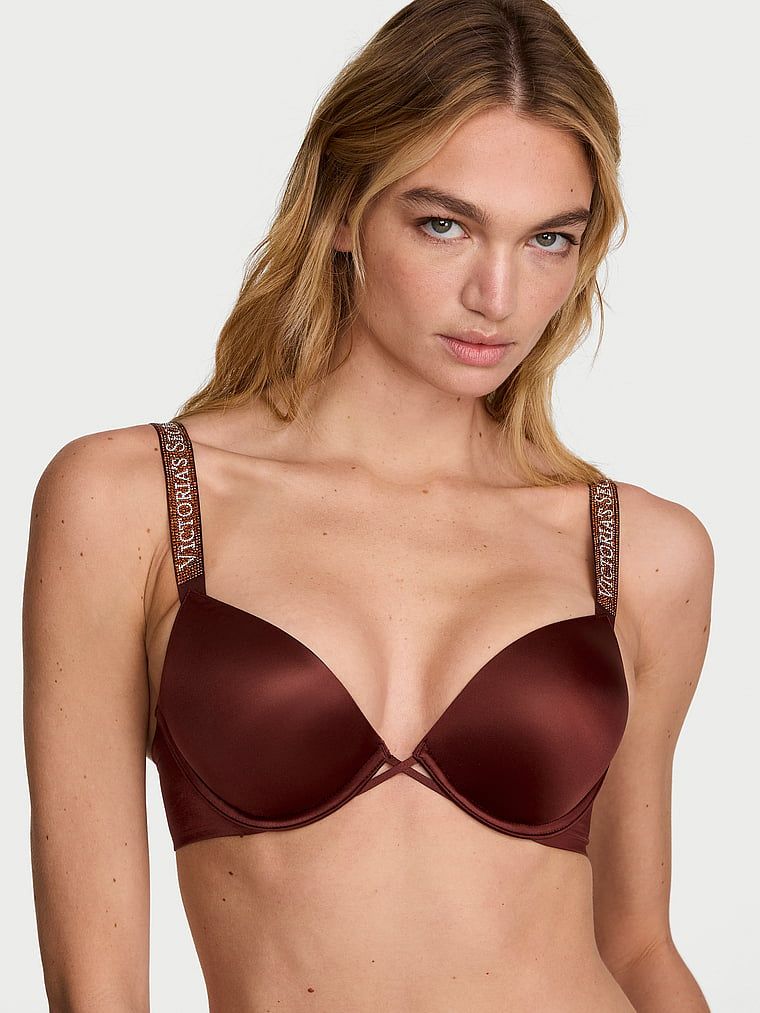 Very Sexy Saténová lesklá push-up podprsenka Bombshell Add-2-Cups
