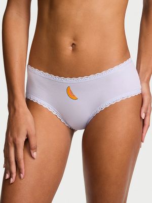 Lace Trim Bavlněné koketní kalhotky s krajkou v pase