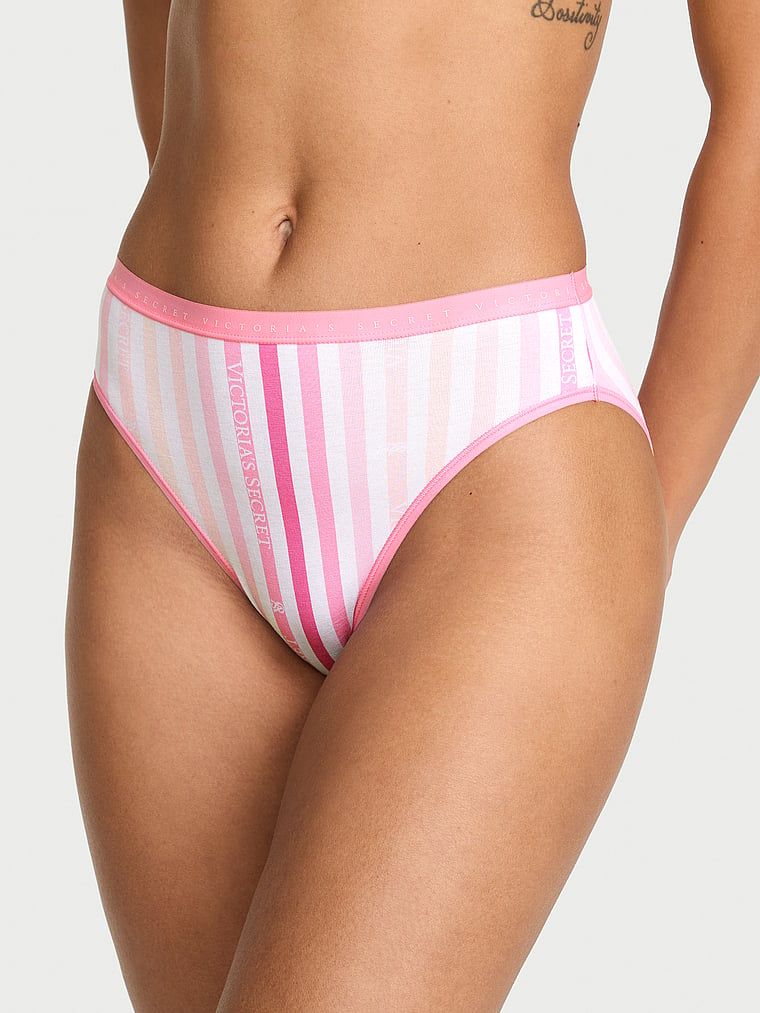Victoria's Secret Strečové bavlněné kalhotky s vysokými nohavičkami