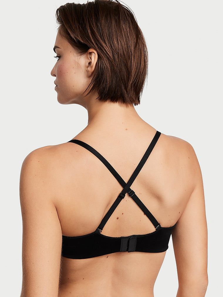 Mírně vyztužená podprsenka bez ramínek. Produkt je černý a pochází z kolekce Body by Victoria.