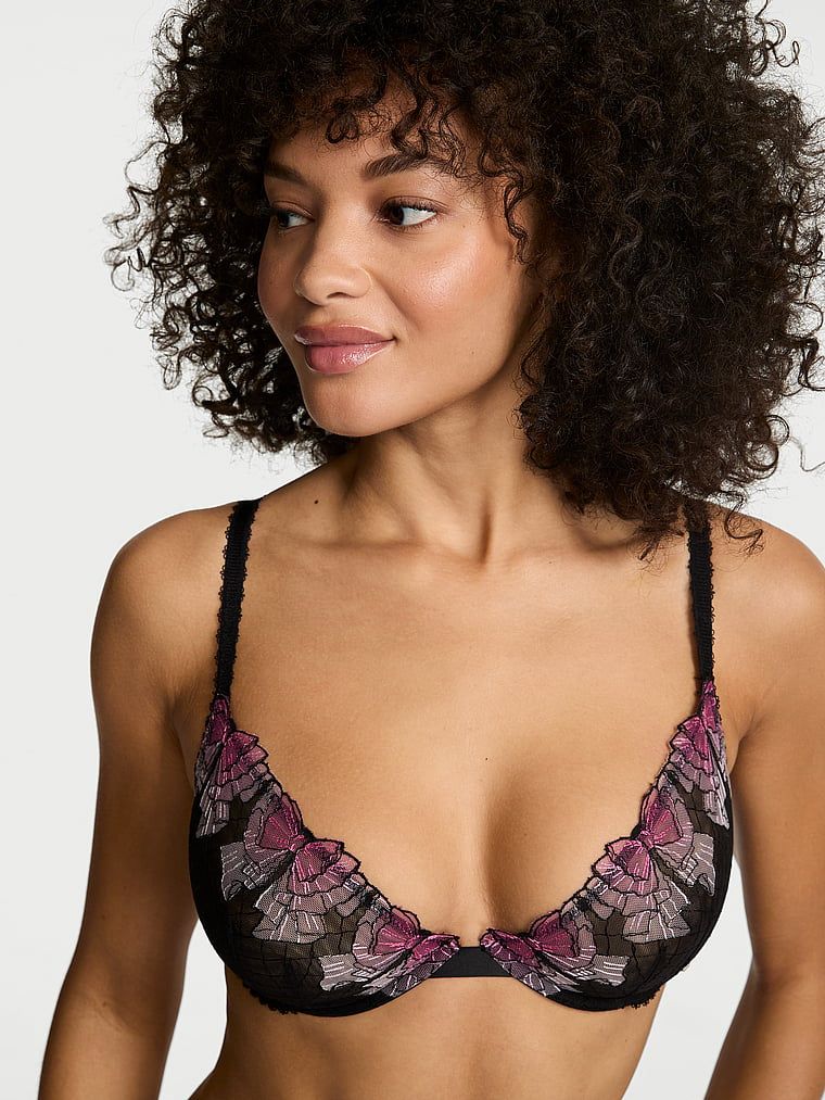 Victoria's Secret Demi podprsenka bez podšívky s výšivkou mašle