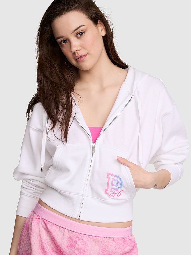 Krátká mikina s kapucí na zip Campus Fleece