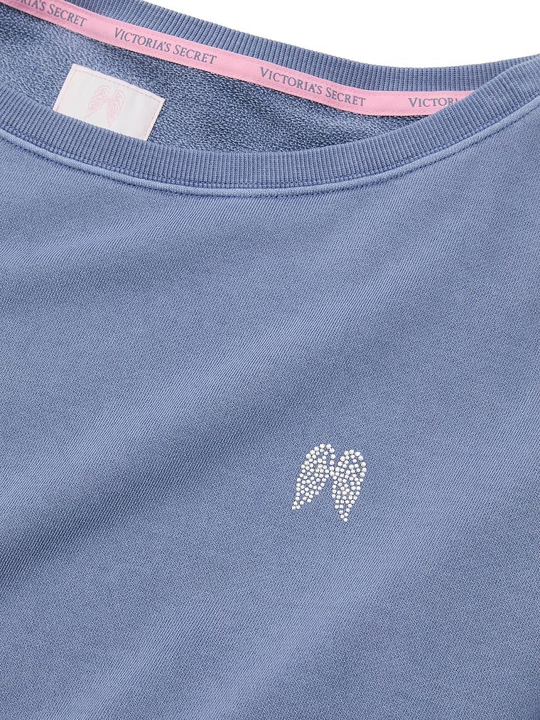 Bavlněná mikina s výstřihem Terry Boatneck. Produkt je modré barvy a pochází z kolekce Angel Essentials.