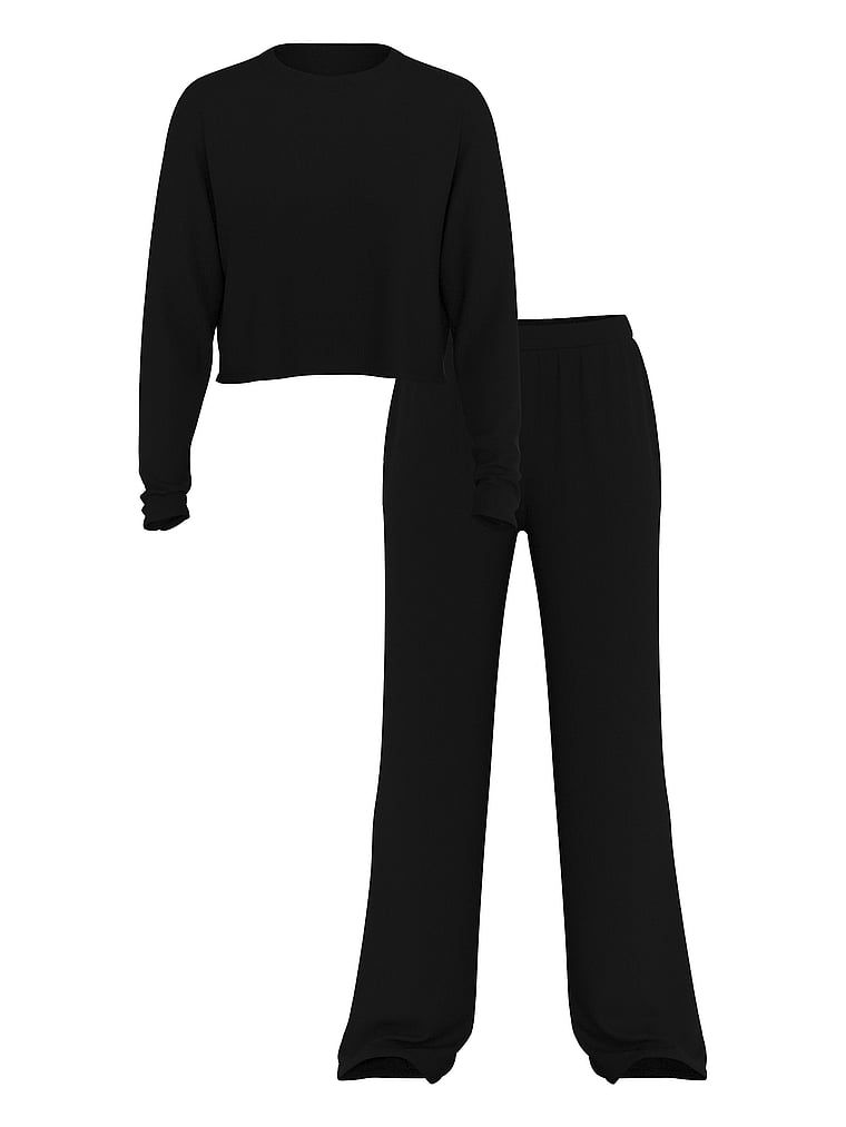 Modal set - svetr a společenské kalhoty. Produkt je černý a pochází z kolekce Victoria's Secret.