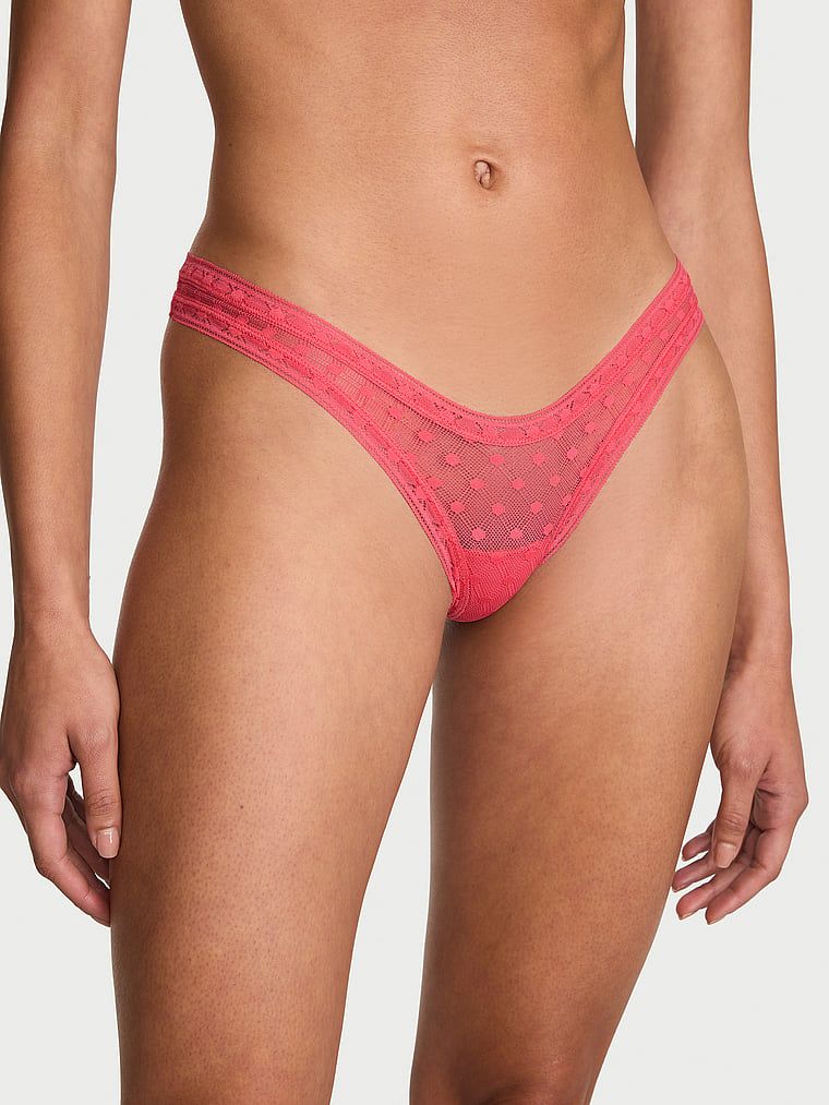 Lacie Krajková tanga Dot Geo s průstřihem