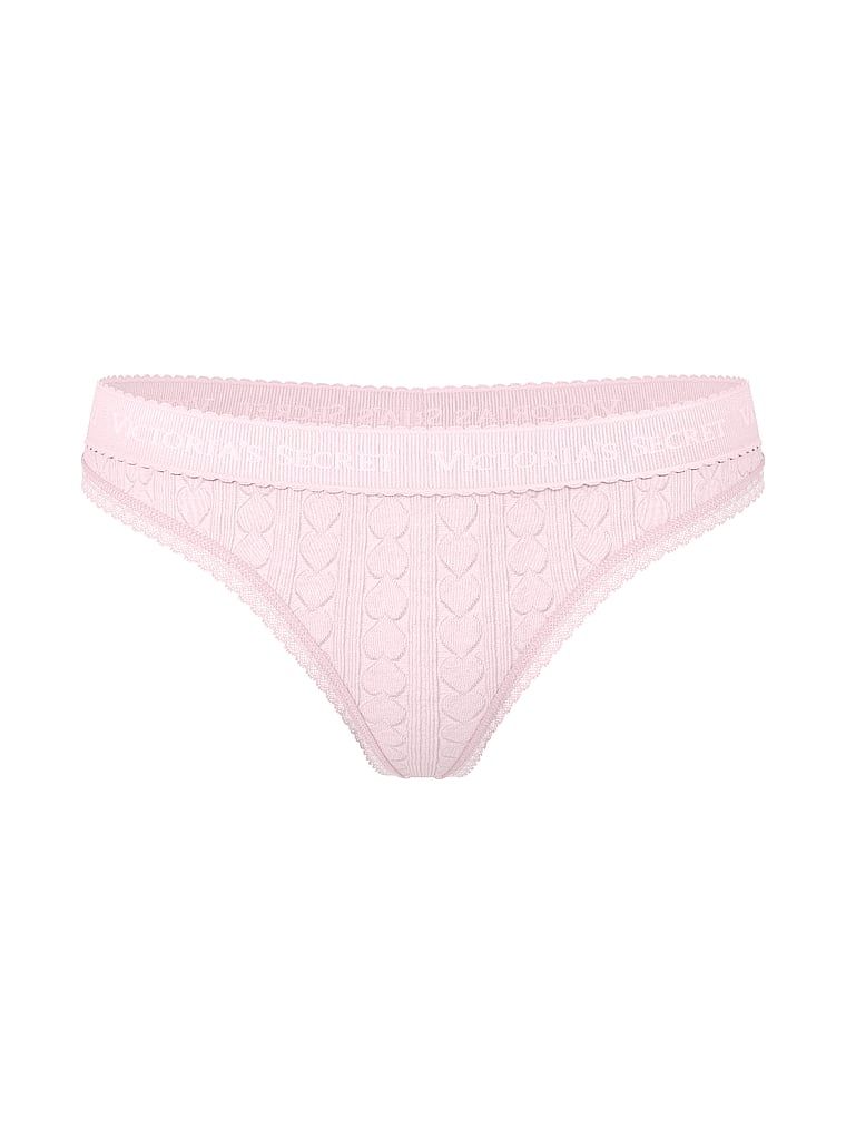 Bavlněné tanga se srdíčky a logem Heart Pointelle. Produkt je růžové barvy a pochází z kolekce Cotton.