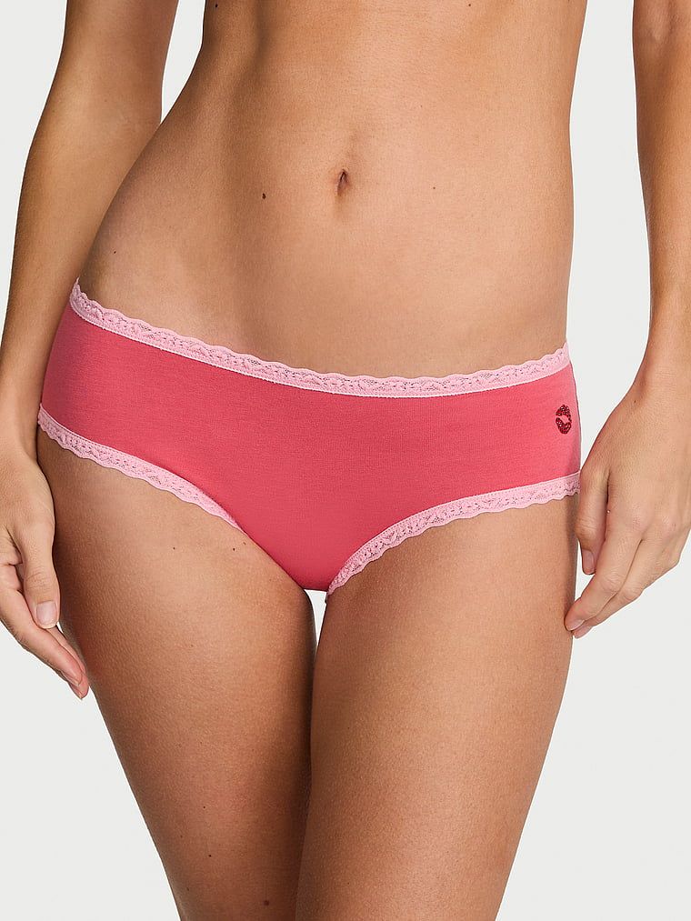 Lace Trim Bavlněné koketní kalhotky s krajkou v pase