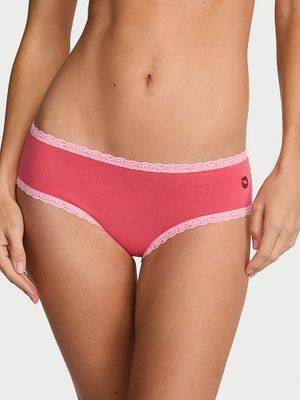 Lace Trim Bavlněné koketní kalhotky s krajkou v pase