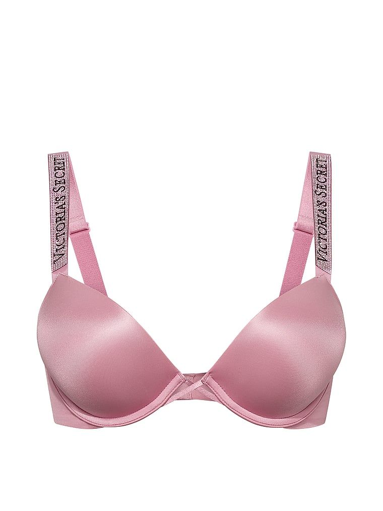 Push-up zvětšující podprsenka 2 velikosti Bombshell Shine Strap. Produkt je růžové barvy a pochází z kolekce Very Sexy.