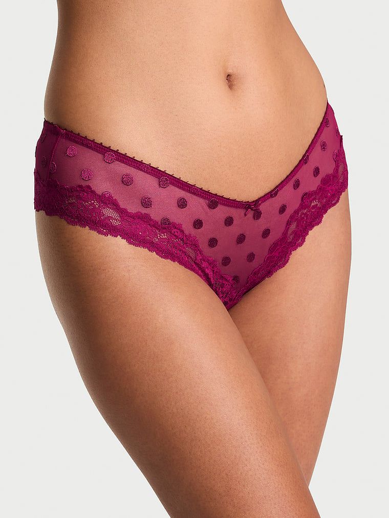 Very Sexy Průsvitné brazilky Heritage s puntíky a krajkovým lemováním