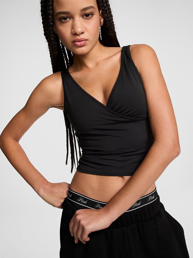 PINK Relay S řasením Wrap Top s podprsenkou