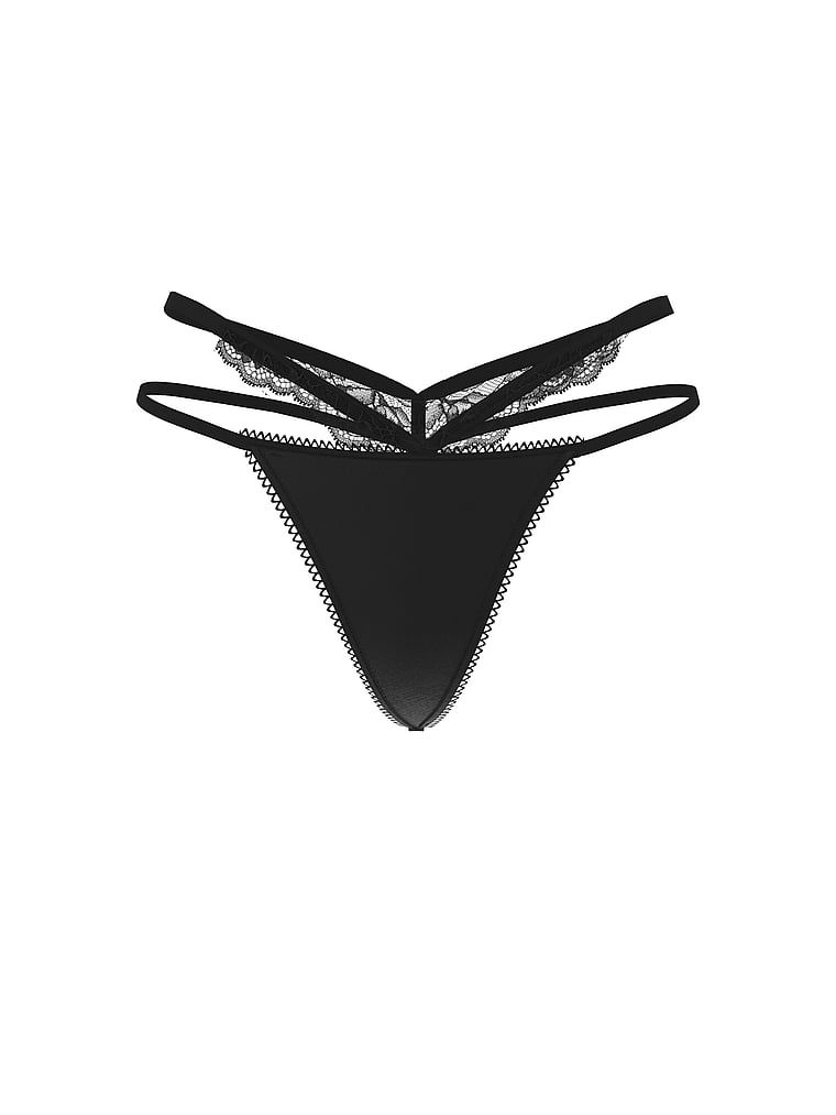 Tanga s krajkou a výstřihy po stranách. Produkt je černý a pochází z kolekce Very Sexy.
