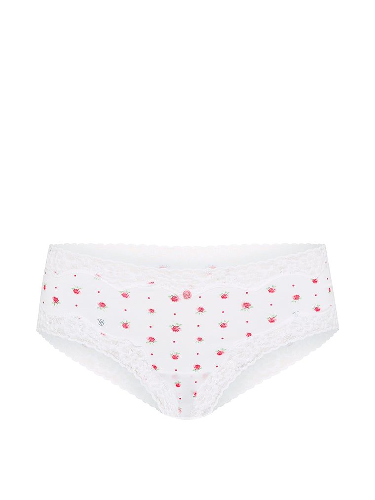 Bavlněné kalhotky s krajkou na okrajích Lace-Waist Cheeky. Produkt má květinovou barvu a pochází z kolekce Lace Trim.