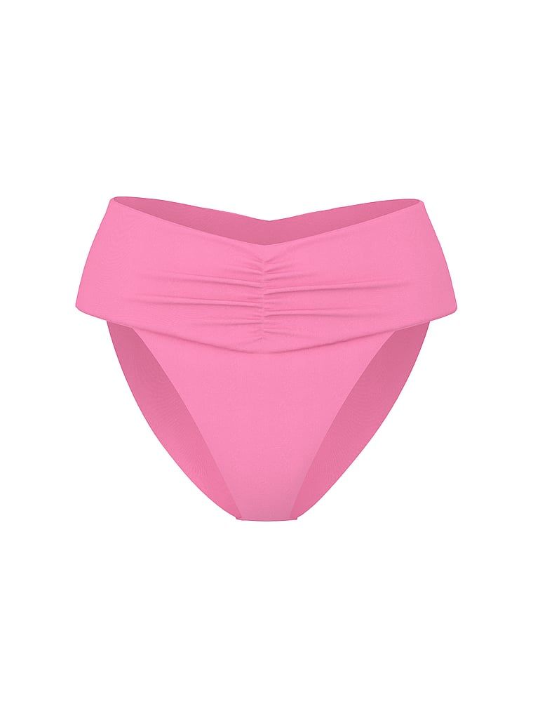 Horní spodní díl bikin s vysokým pasem, Essential Cinched. Produkt je růžové barvy a pochází z kolekce Victoria's Secret Swim.