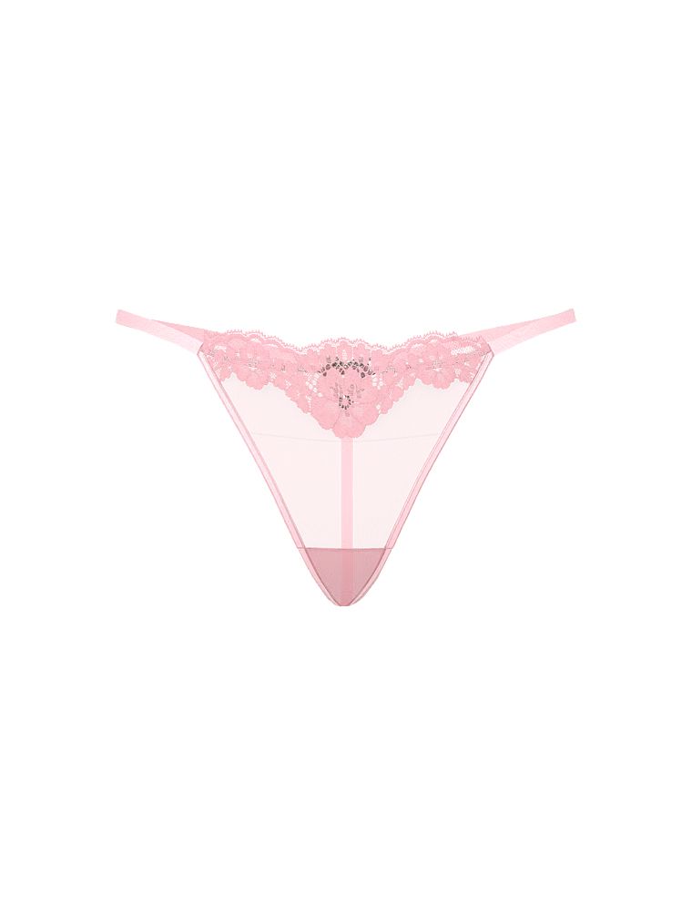 Crystal Heartware tanga s třpytivým srdcem vzadu. Produkt je růžové barvy a pochází z kolekce Dream Angels.