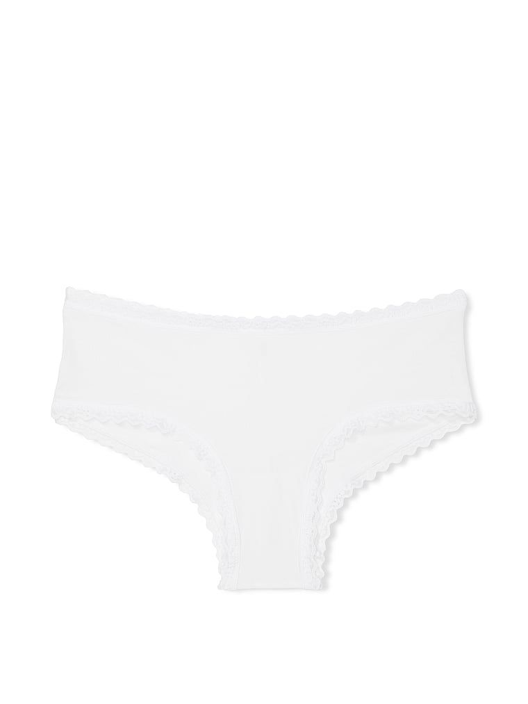 Bavlněné kalhotky s krajkou na okrajích Lace-Waist Cheeky. Výrobek je v bílé barvě a pochází z kolekce Lacie.