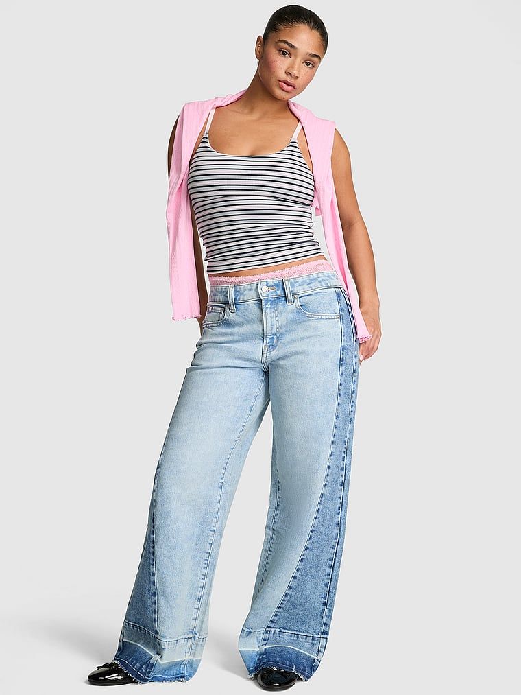 Volné džíny se širokými nohavicemi a středním pasem Denim by PINK