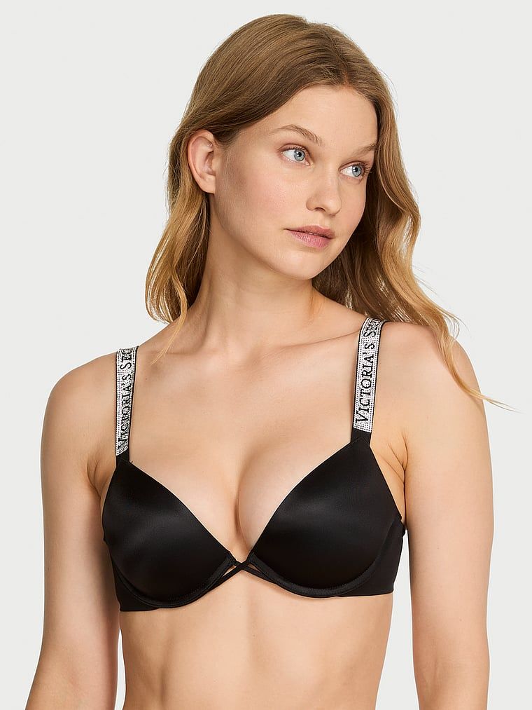 Push-up podprsenka Shine Strap. Produkt je černý a pochází z kolekce Very Sexy.