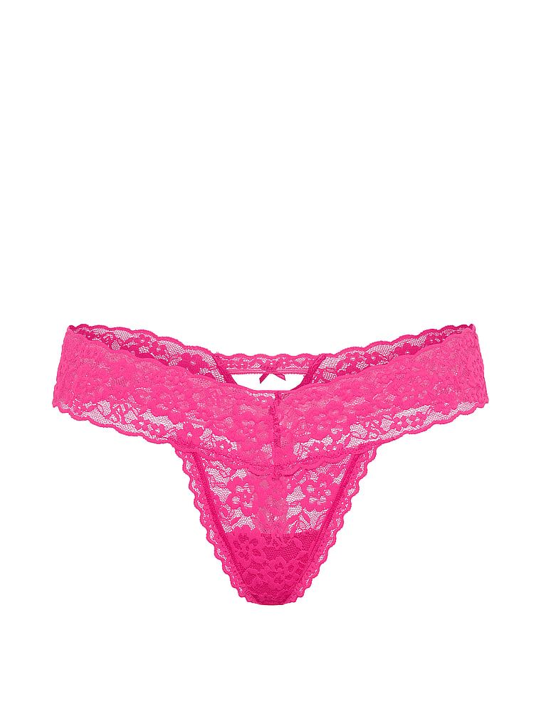 Krajkové tanga Keyhole. Produkt je růžové barvy a pochází z kolekce Lacie.