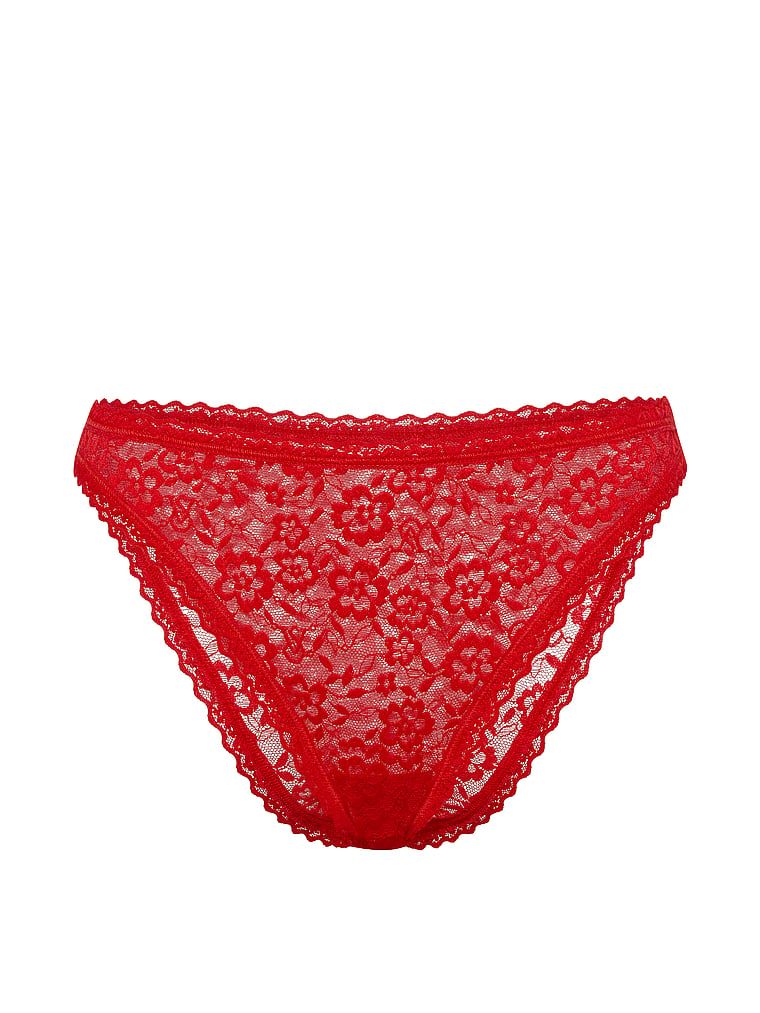 Krajkové kalhotky z krajky z 90. let. Produkt je červené barvy a pochází z kolekce Lacie.