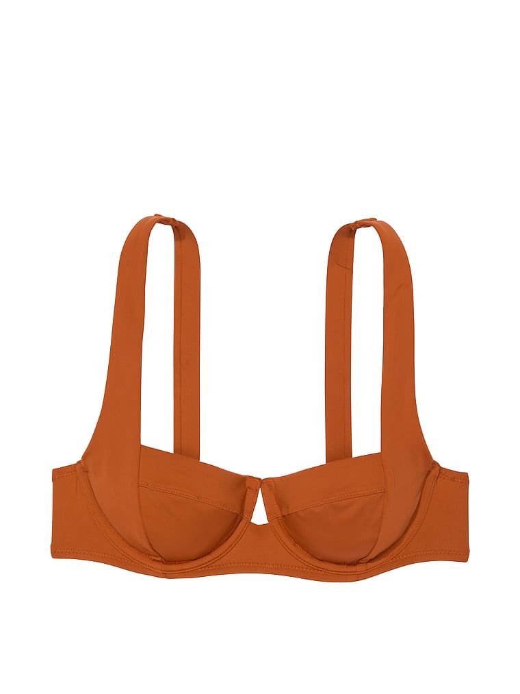 Horní díl plavek se silně zabudovanými košíčky Essential. Produkt je hnědý a pochází z kolekce Victoria's Secret Swim.