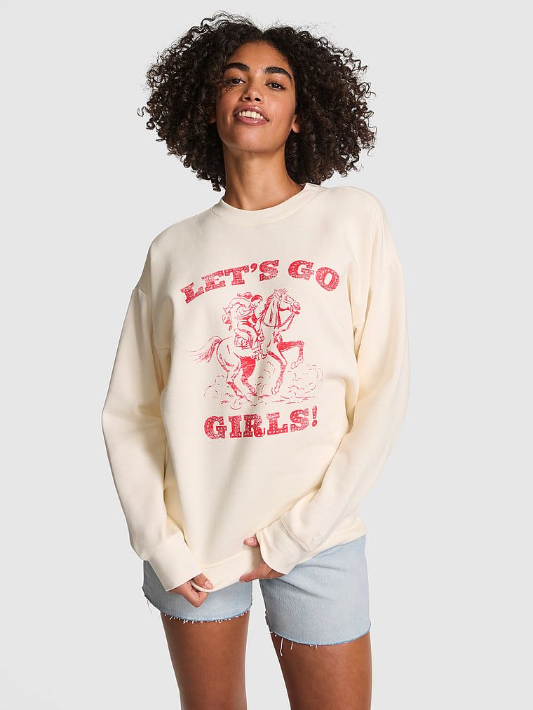 PINK Oversized fleecová mikina Ivy s kulatým výstřihem