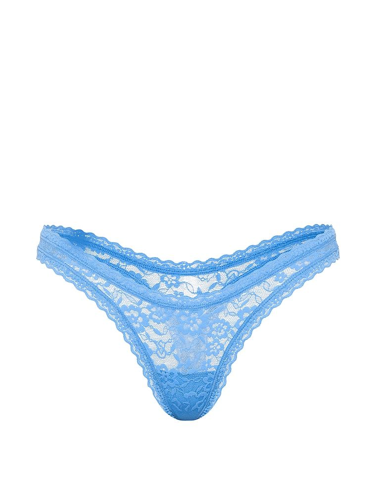 Ultra-Mini Scoop krajkové tanga. Produkt je modré barvy a pochází z kolekce Lacie.