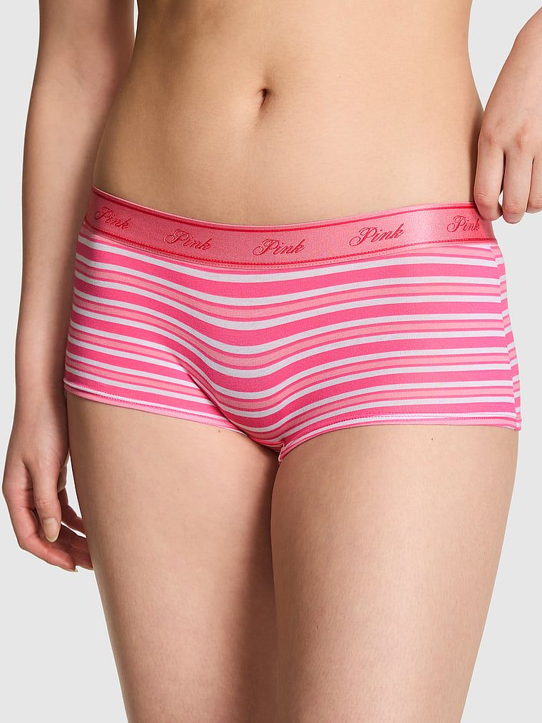 PINK Bavlněné kalhotky Boyshort s logem