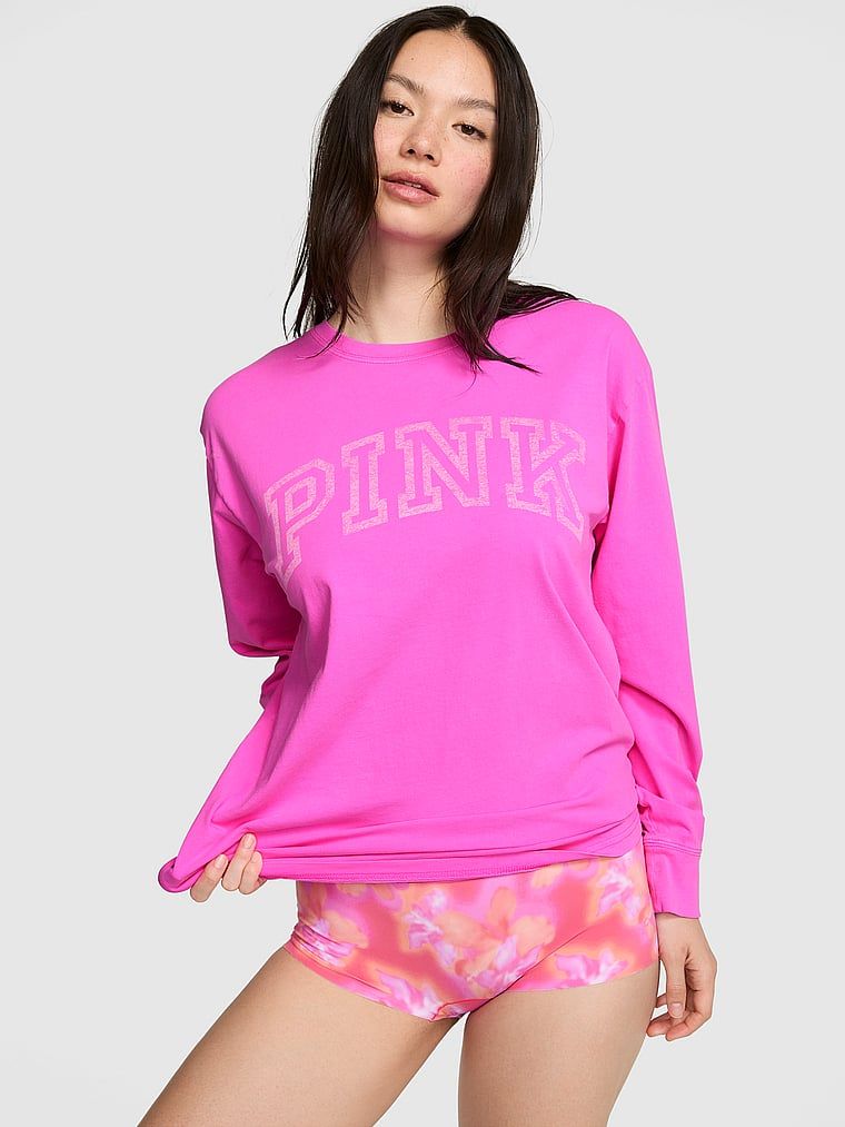 PINK Tričko Campus Cotton s dlouhým rukávem