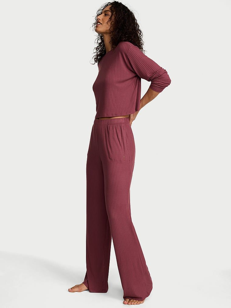 Victoria's Secret Dlouhá souprava na doma z modalu s žebrováním