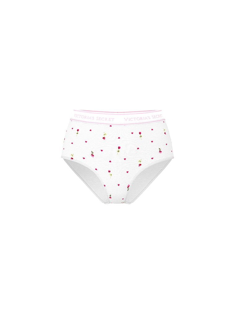 Bavlněné slipy s logem značky s vysokým pasem. Produkt má květinovou barvu a pochází z kolekce Cotton.