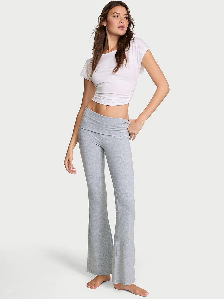 Angel Essentials Bavlněné legíny Flare se skládaným pasem