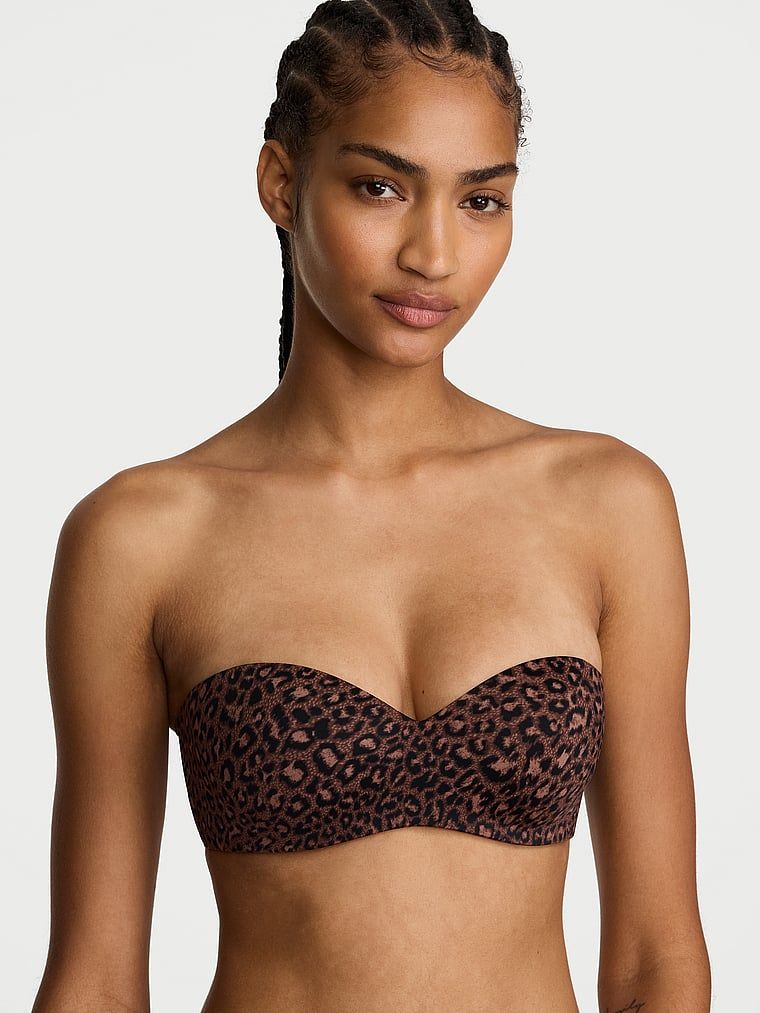 Sweetheart podprsenka bez ramínek a mírně vycpávaná podprsenka. Produkt je vzorovaný a pochází z kolekce Victoria's Secret Bar.