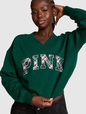 PINK Mikina Campus Fleece s výstřihem do V