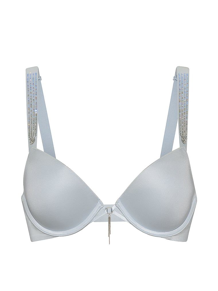 Podprsenka na push-up s lesklými ramínky Ombre Shine. Produkt je modré barvy a pochází z kolekce Very Sexy.