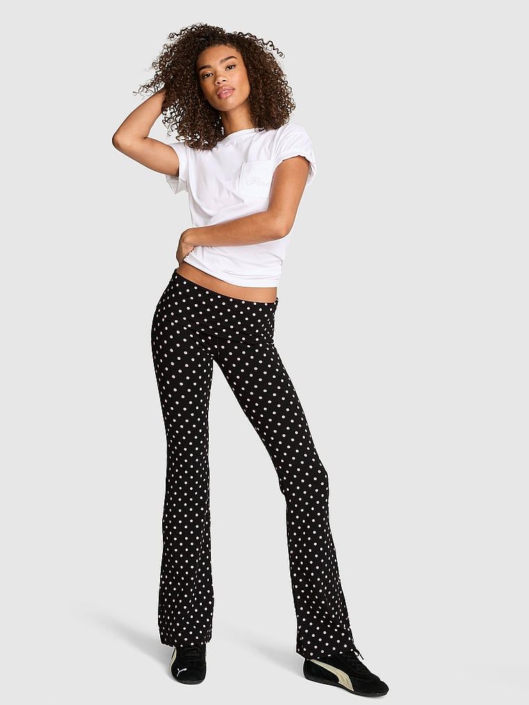 Zvonové legíny All-Day Cotton s překlápěcím pasem