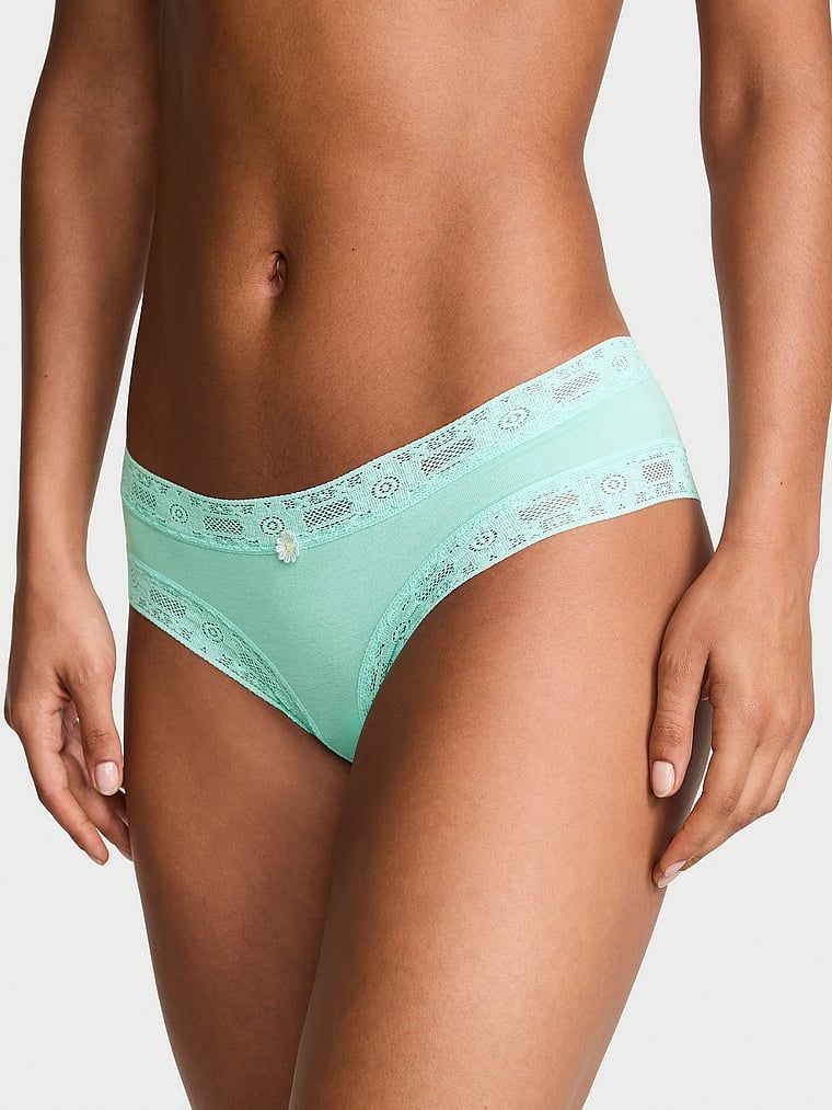 Lace Trim Bavlněné vyzývavé kalhotky s krajkovým lemem
