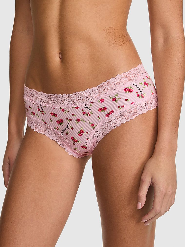 Bavlněné kalhotky cheeky s krajkovým lemem PINK Wink