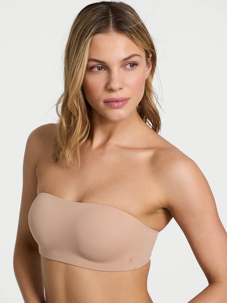 Push-up podprsenka bez ramínek a s kosticemi Perfect Comfort Strapless. Produkt je béžový a pochází z kolekce Victoria's Secret Bare.