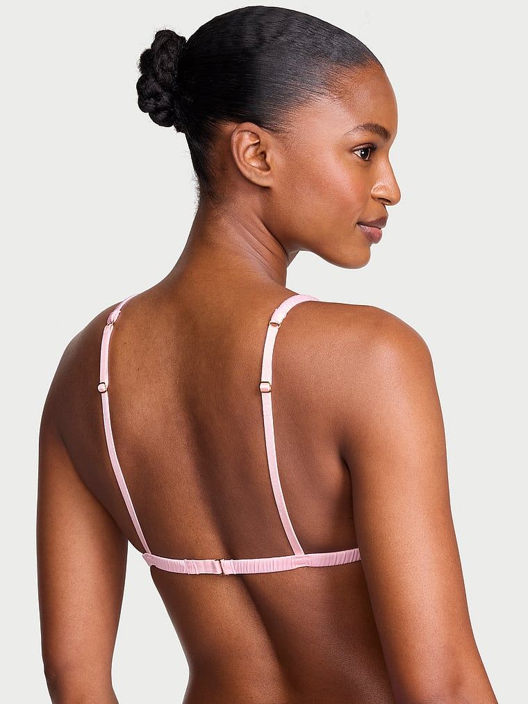 Podprsenka, podprsenka, satén, Tease Kiss. Produkt je růžové barvy a pochází z kolekce Victoria's Secret.