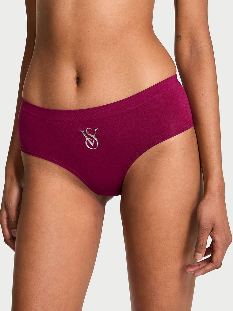 Kalhotky s lesklým logem Seamless Sparkle Hiphugger. Produkt má růžovou barvu a pochází z kolekce Bezešvé.